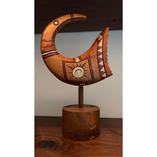 Wood Modernist Hand-Carved Wood Sculpture, Mid-20th Century For Sale - Image 7 of 7