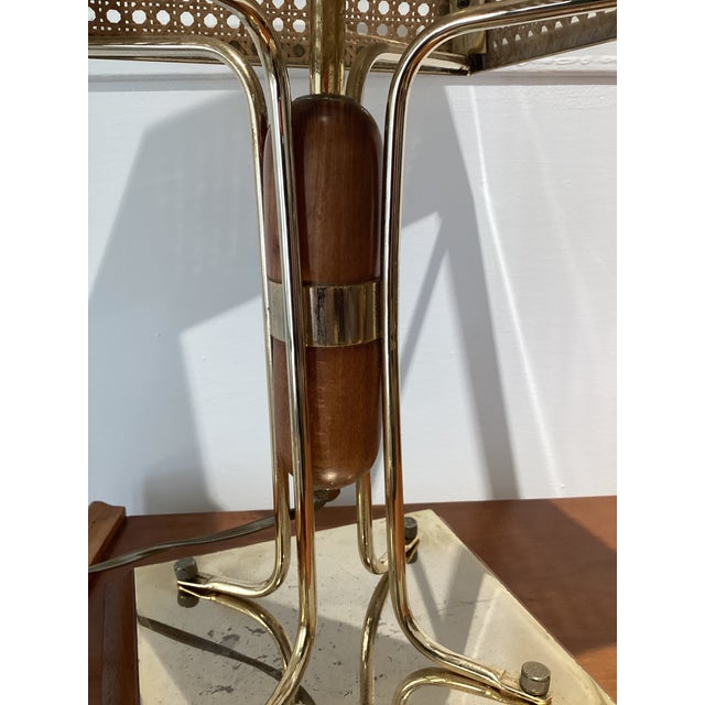 Metal Brass and Wicker Table Lamp, 1970s For Sale - Image 7 of 14