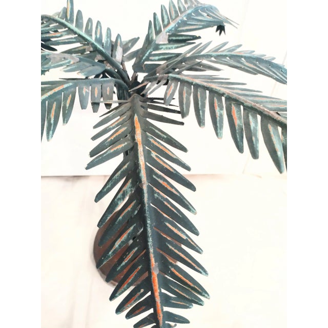 Metal Vintage Large Metal Tole Decorative Palm Tree Statue Figure Room Decor For Sale - Image 7 of 10