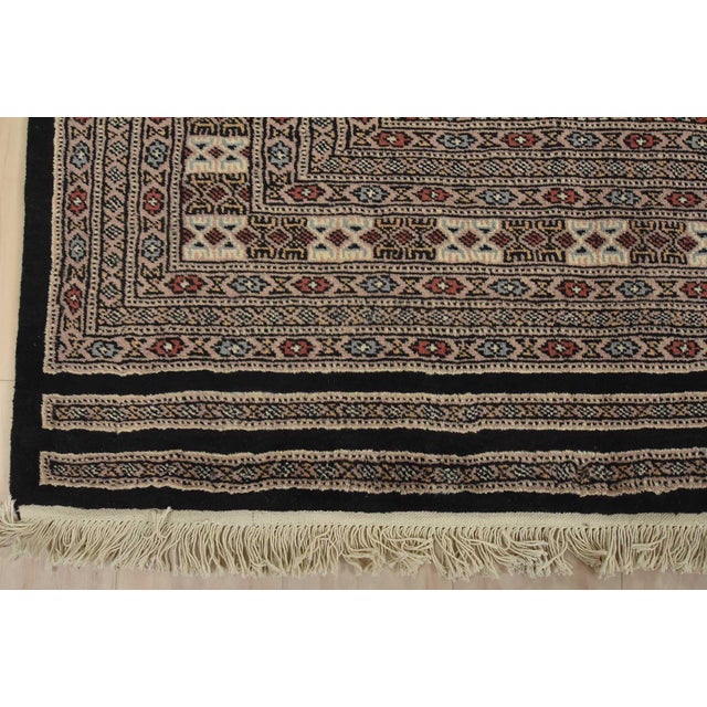 Bokhara Jaldar Rug 8’1” X 10’2” Black Wool Tribal Hand-Knotted Oriental Carpet For Sale - Image 10 of 13
