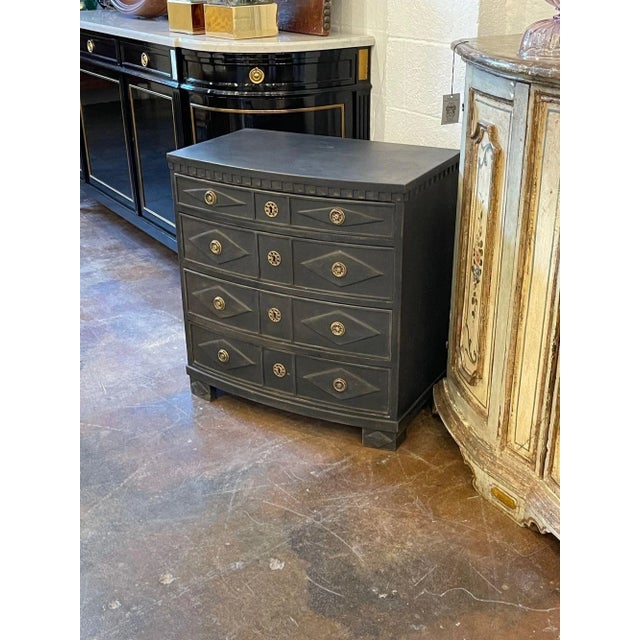 19th Century Swedish Empire Style Painted Black Chest For Sale - Image 9 of 10