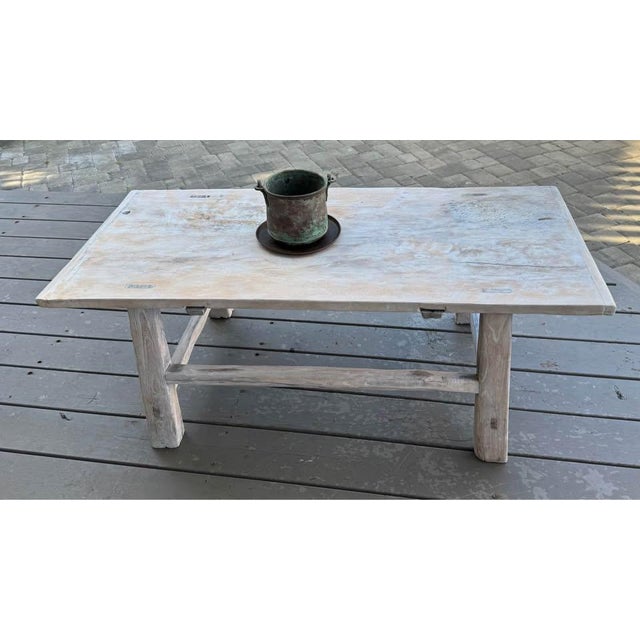 Antique Elm Wood Coffee Table For Sale - Image 9 of 15