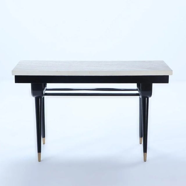 White Midcentury Modern Parchment Top Console Table For Sale - Image 8 of 8