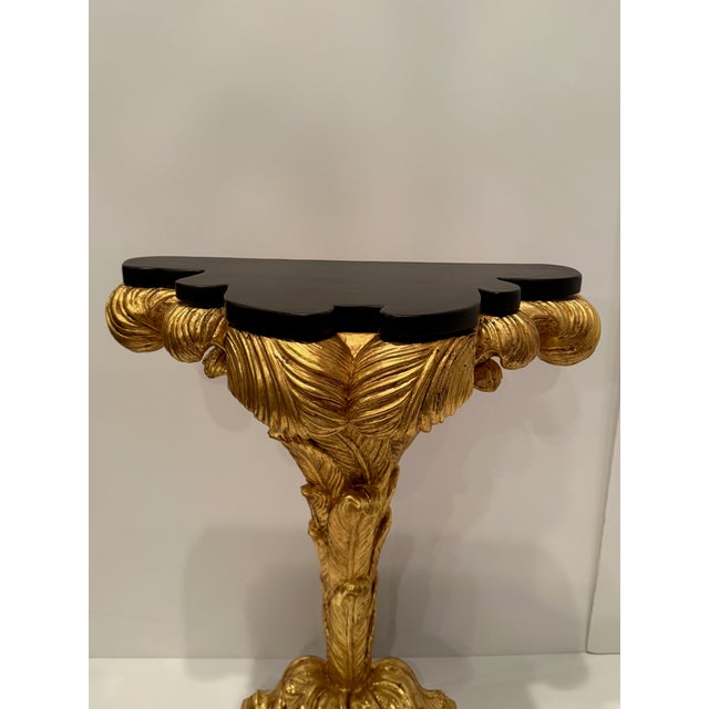 Small Giltwood & Black Laquer Consoles in the Manner of Serge Roche For Sale - Image 13 of 14