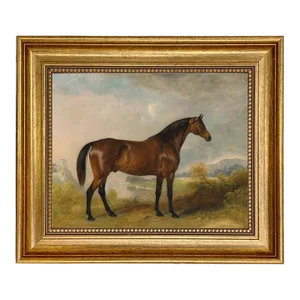 "A Bay Hunter" Contemporary Reproduction Print on Canvas, Framed 11.5" x 13.5"