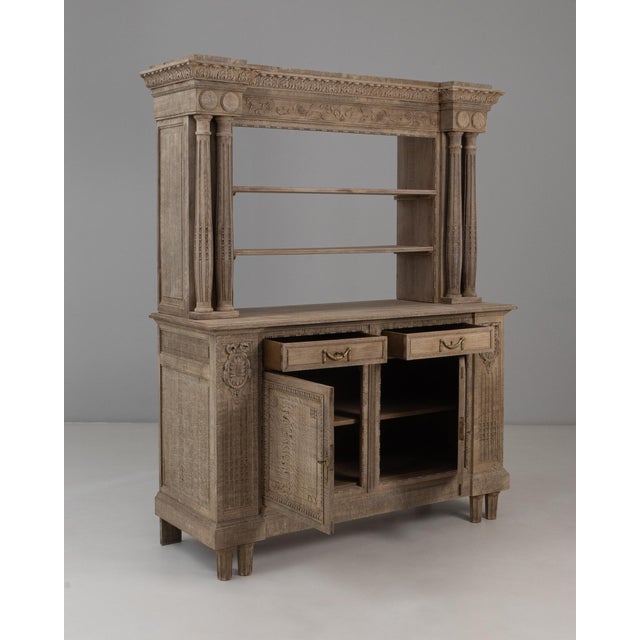 1910s Belgian Renaissance Revival Oak Cupboard With Carved Columns For Sale - Image 12 of 18