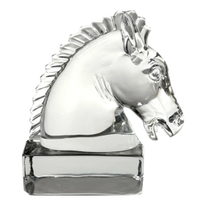 Vintage Heisey Glass Horse Head Sculpture / Bookend