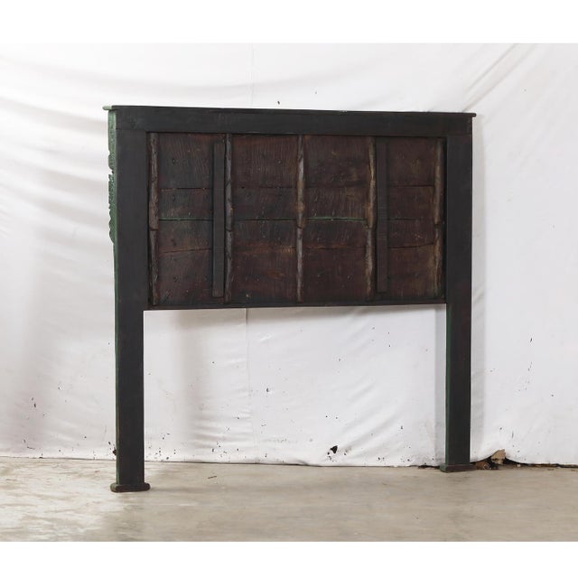 2020s Queen Headboard Constructed From an Antique Indian Painted Teakwood and Iron Door and Pillars For Sale - Image 5 of 5