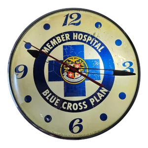 Vintage Member Hospital Blue Cross Plan Clock Bubble Glass Pam Advertising