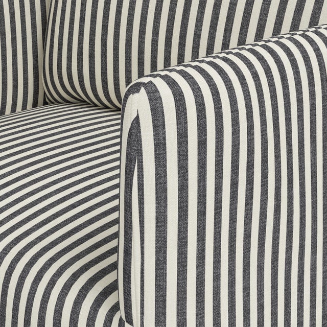 Blue Slipcover for Stoffer Home x Cloth & Company for Lindy Slipcover Dining Armchair in Jane Stripe Carbon For Sale - Image 8 of 8