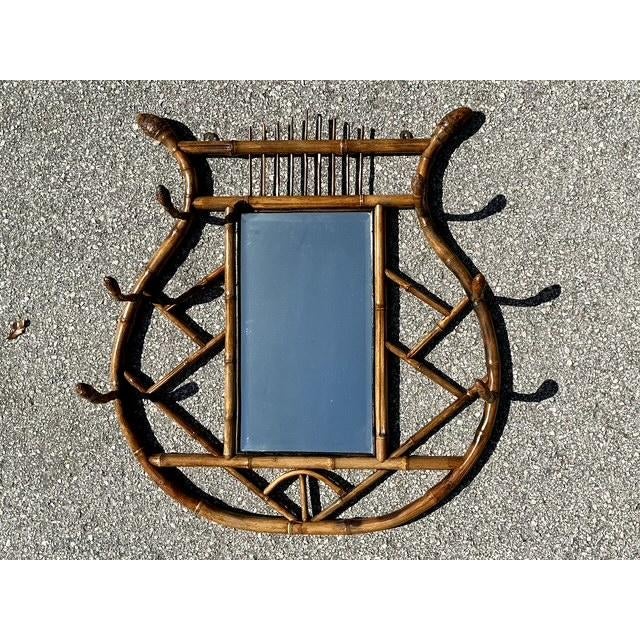 Chinoiserie Vintage Tortoise Bamboo Hall Mirror For Sale - Image 3 of 12