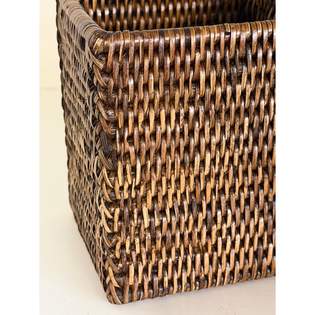 Brown Vintage Rattan Wine Carrying Basket For Sale - Image 8 of 11