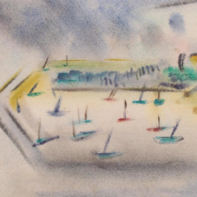 Abstract Original Vintage Signed Yngve H. Olsen Landscape Watercolor Painting For Sale - Image 3 of 7