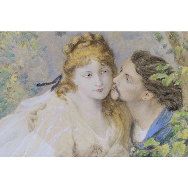 Victorian Artist, Romantic Scene, Watercolour, 1800s For Sale - Image 3 of 6