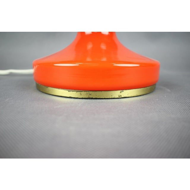 Czech Orange Opaline Glass Mushroom Table Lamp, 1970s For Sale - Image 3 of 13