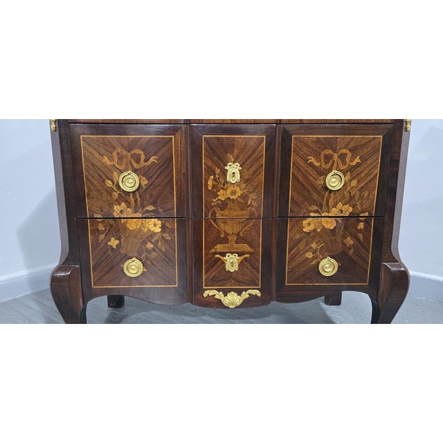 French Marquetry Commode Chest of Drawers, 1920s For Sale - Image 4 of 11