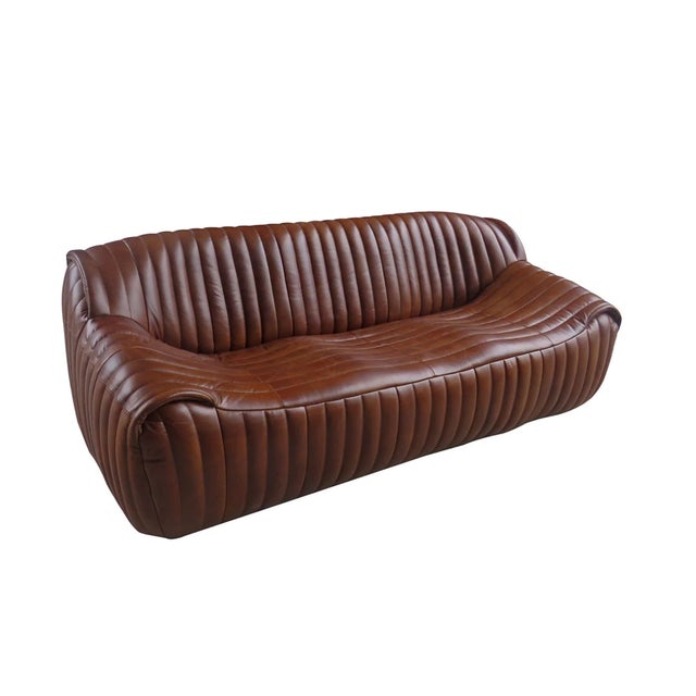 Mid-Century Modern Matthew Izzo Home Nautique Leather Sofa For Sale - Image 3 of 4