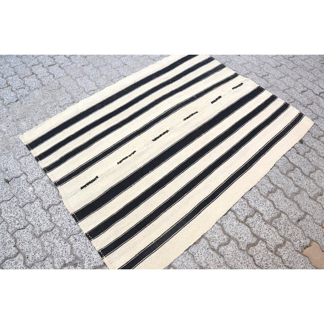 Traditional 1960s Traditional Turkish Stipe Kilim Rug For Sale - Image 3 of 11