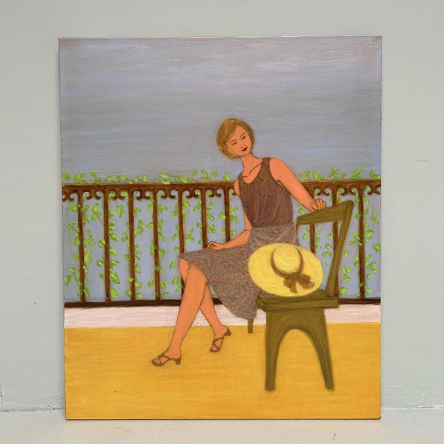 Makoto Igarashi, On the Terrace, 1980s, Oil on Canvas For Sale - Image 4 of 7