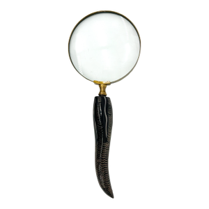 Vintage Magnifying Glass With Hand-Carved Horn Handle | English Sporting Style Desk Accessory | Gentleman’s Library Decor