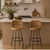 4 1960s Wicker/Bamboo/Wrought Iron Swivel Stools For Sale - Image 4 of 8