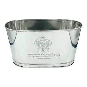 Late 20th Century Napoleon Bonaparte Quote Silver Metal Champagne Ice Bucket Barware Party