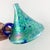 1970s Vintage Iridescent Oil Lamp Art Glass Loop Handle Green Blue Rainbow For Sale - Image 5 of 7
