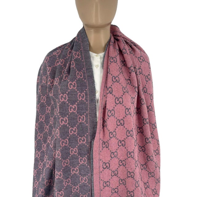 Gucci Pink & Silver Wool Scarf