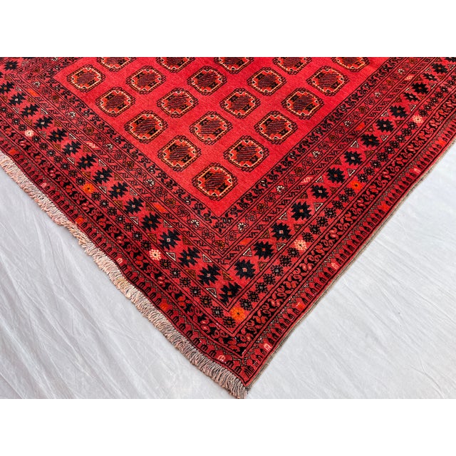 Textile Vintage Afghan Turkmen Ersari Tekke Gul Rug - 6'2" X 3'10" For Sale - Image 7 of 11