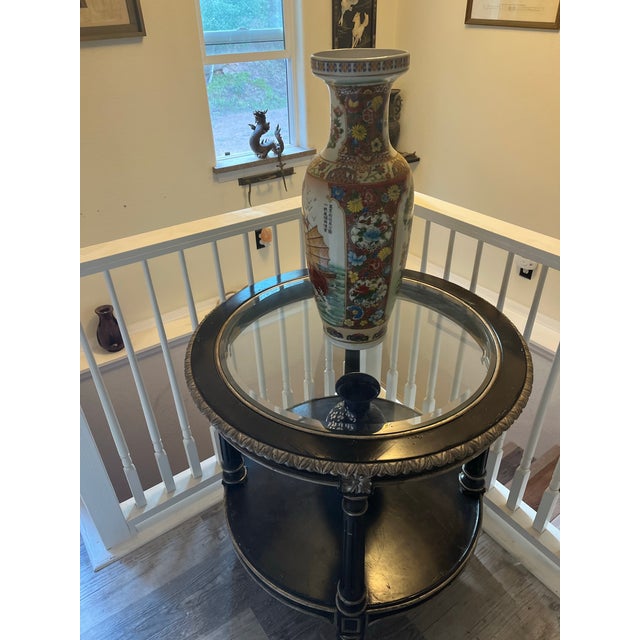 Marge Carson Neoclassical Style Ebonized & Silver-Gilt Two-Tier Side Table For Sale - Image 10 of 10
