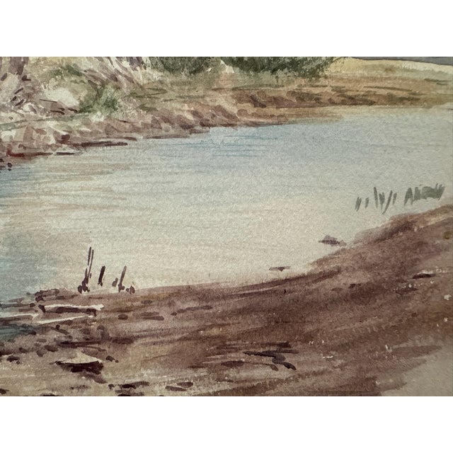 Traditional Late 19th Century Attributed to Frank Henry Mason Castle by Water Original Watercolor Landscape For Sale - Image 3 of 6