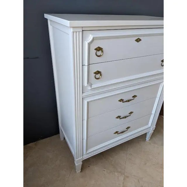 1960s French Provincial White Gloss Highboy Dresser Chairish