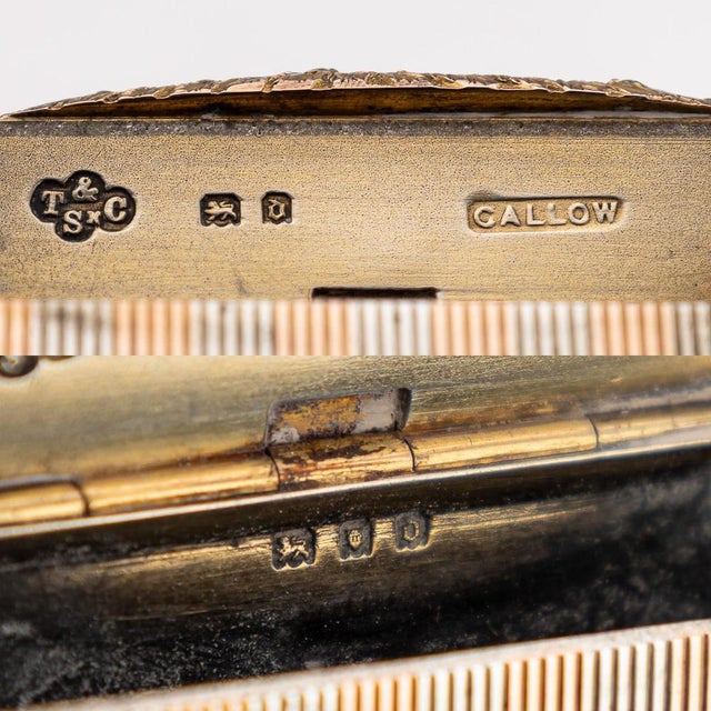 Antique 20th Century English Silver & 9k Gold Match Holder, 1919 For Sale - Image 12 of 13