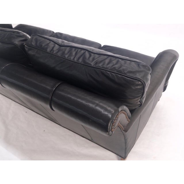 Traditional Madrid Hartwell Black Leather Sofa by Wesley Hall MINT! For Sale - Image 3 of 14