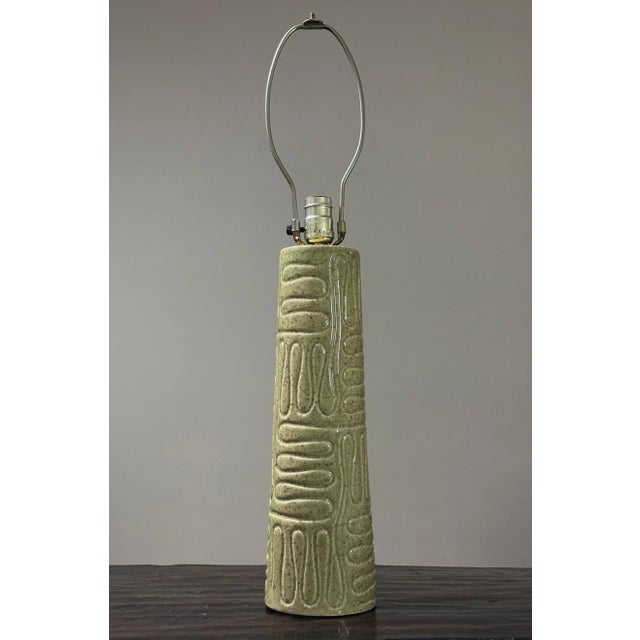 Ceramic Vintage Studio Craft MCM Muted Green Ceramic Table Lamp For Sale - Image 7 of 7