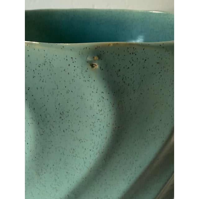 Mid-Century Speckled Blue/Green Glazed Ceramic #10 Bauer Pot. Small flaw from original firing, and small chip on bottom...
