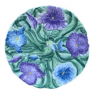Modern Majolica Flowers Plate Jeanette Adams for Silvestri For Sale