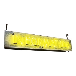Vintage Industrial Neon “Information” Light For Sale