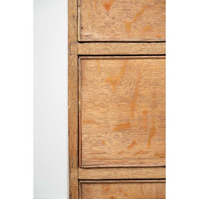 Large Antique English Blonde Oak Chest of Drawers with Gilt Elements, 18th Century For Sale - Image 13 of 14