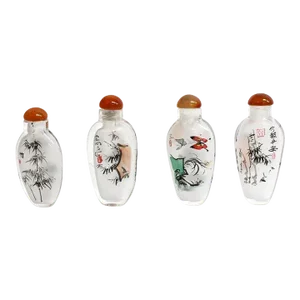 Painted Inside Bamboo Iris Snuff Bottles- Set of 4