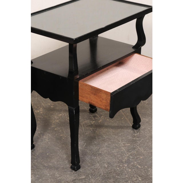 French French Mid-Century 2-Tier Black End Tables For Sale - Image 3 of 12