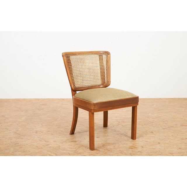 Brown Model 201 Chair with Frame Wood, Back with Ronc, Seat Upholstered and Velour Fabric, for the Girsberger Bookshop, Zurich For Sale - Image 8 of 12