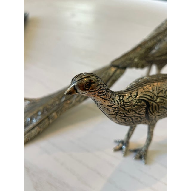Metal Vintage Silverplate Table Pheasants For Sale - Image 7 of 9