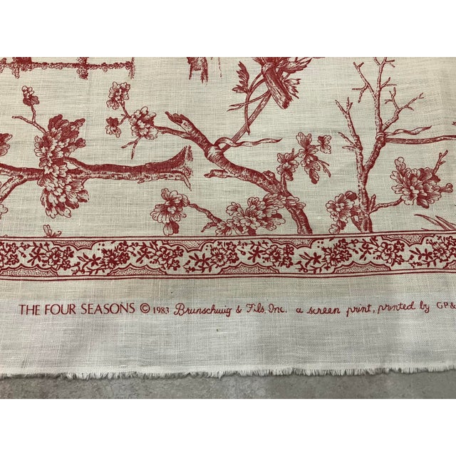 Textile 5 Yards Brunschwig & Fils Red Toile on Linen For Sale - Image 7 of 8