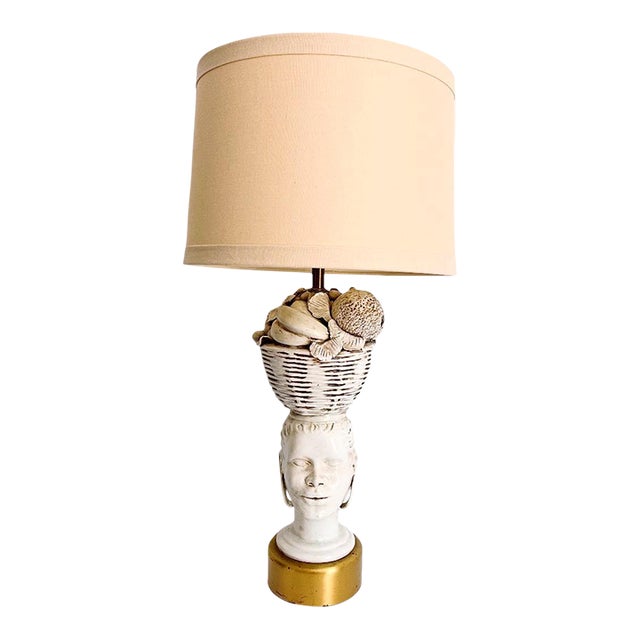 Figural Head Lamp & Shade For Sale