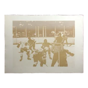 Ted Thomas "Face Off" Hand Signed #Ed Fine Art Etching of a Hockey Game