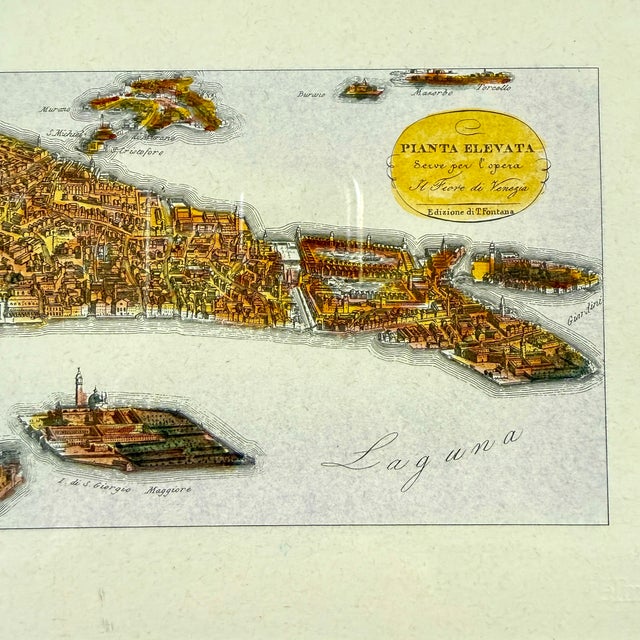 Wood Hand-Colored Etching, the Venetian Lagoon, Italy – Framed For Sale - Image 7 of 15