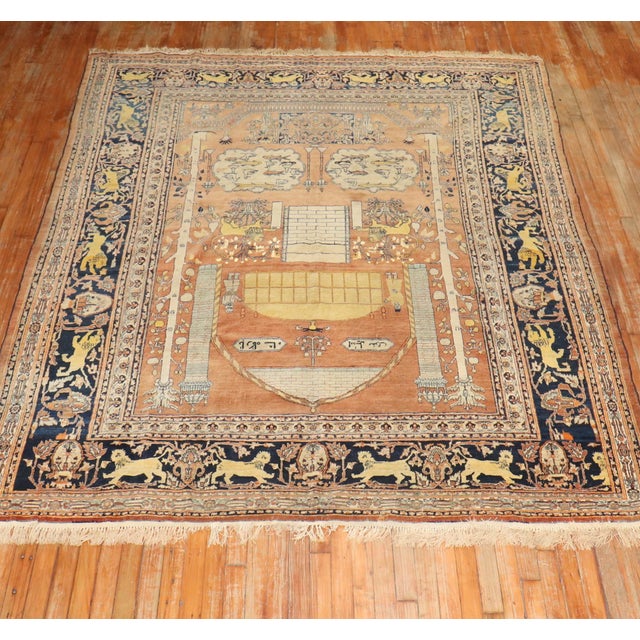 Late 20th Century Hadji Jalili Tabriz Animal Pictorial Prayer Rug For Sale - Image 10 of 18