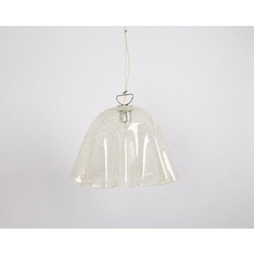 Glass Large Pendant Light attributed to Kalmar-Fazzoletto, Austria, 1970s For Sale - Image 7 of 15