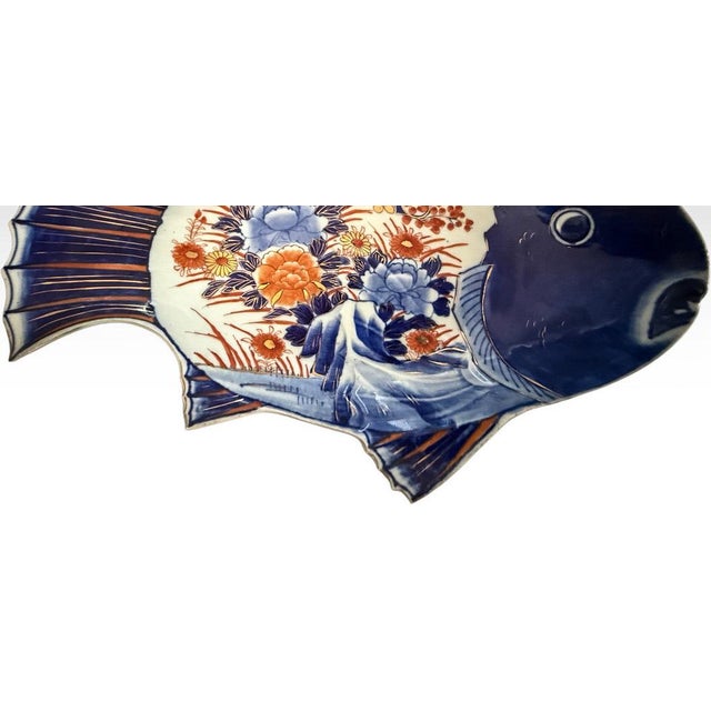Ceramic Antique Japanese Meiji Period Imari Porcelain Sea Bream Fish Platter For Sale - Image 7 of 10